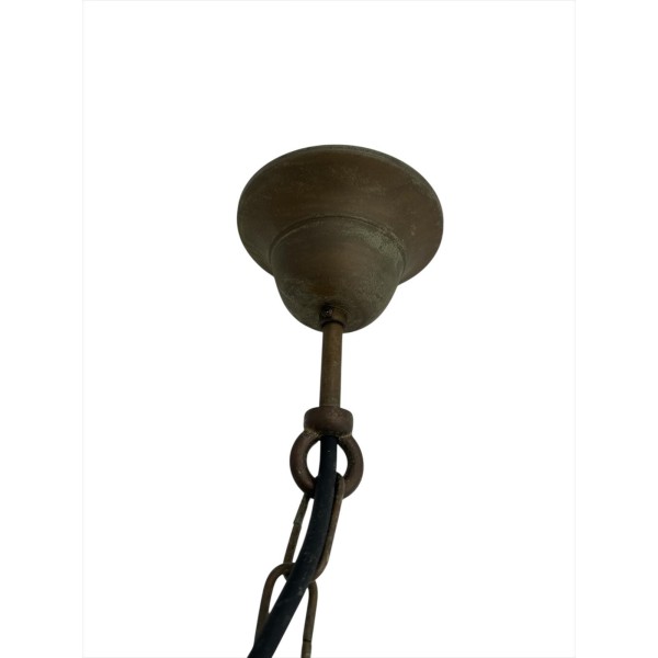 Suspension Moretti Luce 1362.t.ar laiton antique, cuivre, verre transparent, cuivré E27, IP44, 75 W